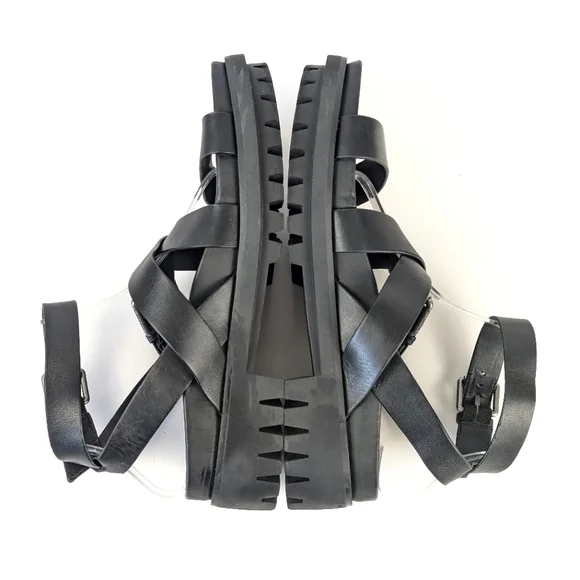 NEW Sam Edelman Eleanora Ankle Strap Gladiator Lug Sole Black Sandal Siz… - Picture 13 of 16